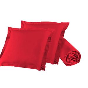 DRAP HOUSSE Pack drap housse 160 x 200 cm et 2 taies d'oreillers 65x65 cm -  Rouge