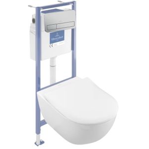 WC - TOILETTES Pack WC sans bride Subway 2.0 avec abattant + bâti Viconnect PRO + plaque Chromé mat