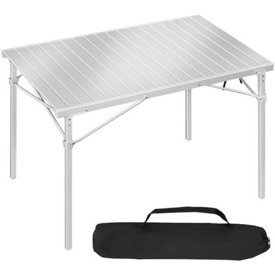 ECD Germany Table de Camping Pliante, 70x50x60 cm, Noir/Argent, en Aluminium, Plateau en MDF, Rectangulaire, Poignée de Transport, Coins Arrondis, Table de Jardin Valise de Voyage Table de Balcon ECD Germany Table de Camping Pliante, 70x50x60 cm, Noir/Argent, en Aluminium, Plateau en MDF, Rectangulaire, Poignée de Transport, Coins Arrondis, Table de Jardin Valise de Voyage Table de Balcon