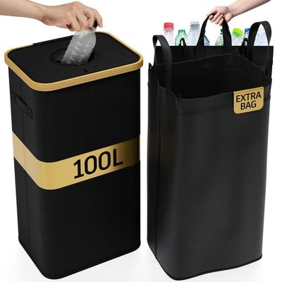Poubelle De Tri 100L Avec Sac - Compacteur Bouteilles Plastique, Design Imperméable Pour Cuisine