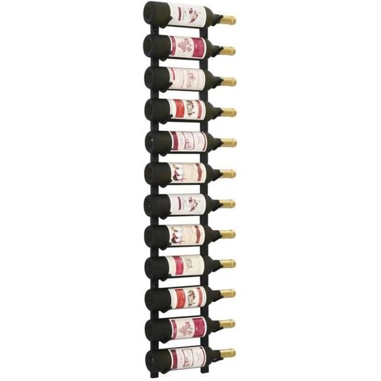 4324BEL® Casier à bouteilles Colonne - Meuble range bouteille - Étagère Casier à vin mural pour 12 bouteilles Noir Fer