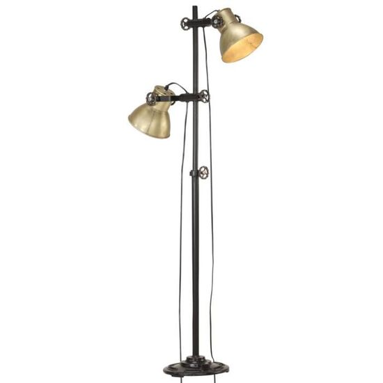 |Promotion| Lampadaire "Rétro" - Lampe Salon Lampadaire de jardin Lampe de sol avec 2 abat-jour Laiton E27 Fonte &MP223572