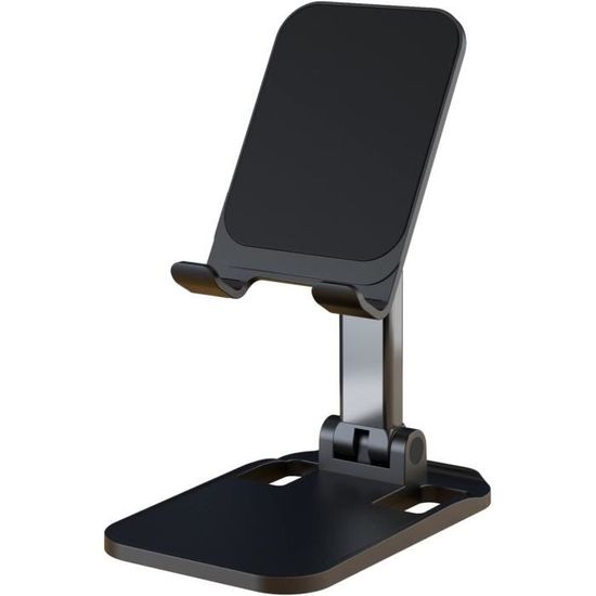 Simpeak Support Téléphone Bureau Pliable – Dock Aluminium Compatible Smartphones Uniquement, Angle Ajustable, Anti-Glisse, Noir