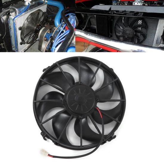 Ventilateur De Refroidissement Voiture 12V 80W 9 Pouces - Lames Incurvées, Matériau ABS, Pour Moteur Ou Climatisation