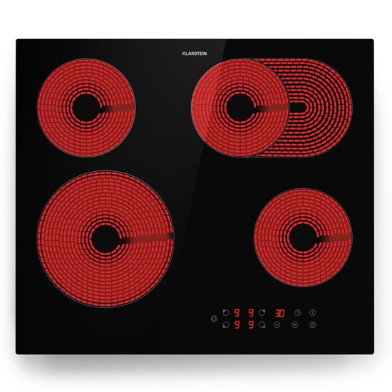 Plaque à Induction Klarstein Verosteel 90 Cm - 5 Zones, 12200W, Boost, Verre Noir - Design Professionnel Et Facile à Nettoyer