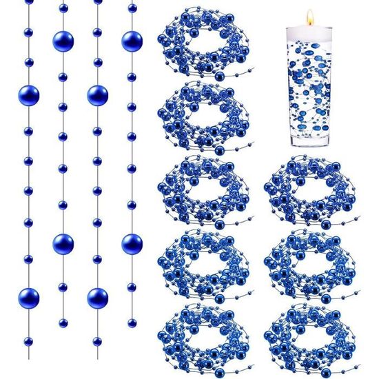 Ruban Perles Artificielles Pour Décoration - 24 Rangs De 1,2m, Noir/blanc/or/argent, Pour Bougies Flottantes, Mariage