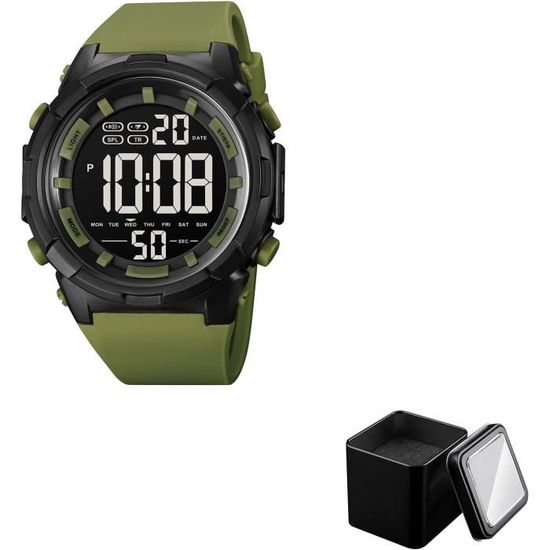 Montre Sport Homme étanche LED Chronomètre - Cadran Grand - Neuf Avec étiquettes