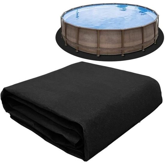 Tapis De Piscine Rond En Polyester Noir - Anti-perforation, Facile à Plier, Idéal Pour Spa, Hôtel Ou Jardin