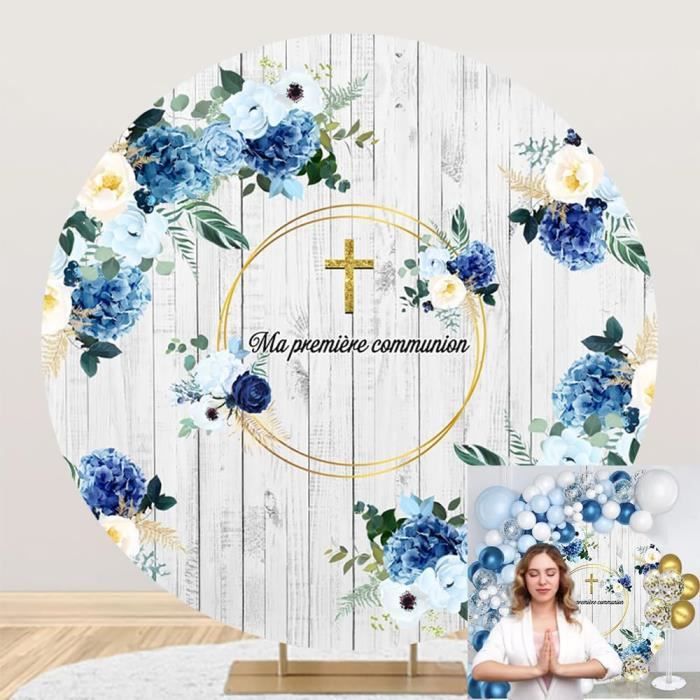 Première Sainte Communion Rose Joyeux Anniversaire Toile de Fond Ronde