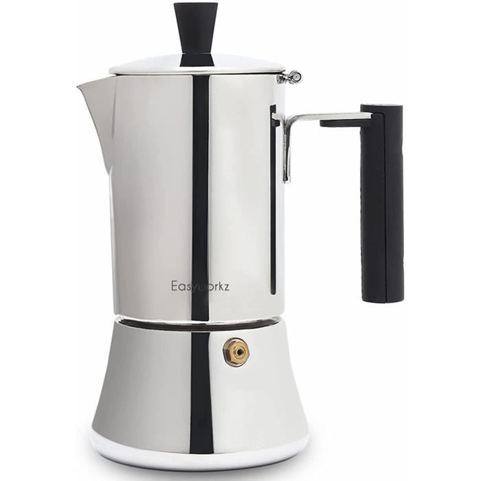 Pedro cafetière italienne en acier inoxydable pour 4 tasses 200ml pour induction à gaz et toutes