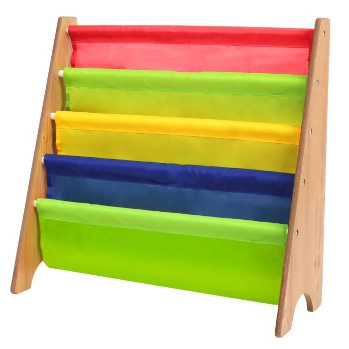 HOMFA Bibliothèque Enfant Étagère de Rangement de Livre pour Enfant en Texitile de Polyester de Haute Sécurété avec 4 Étages