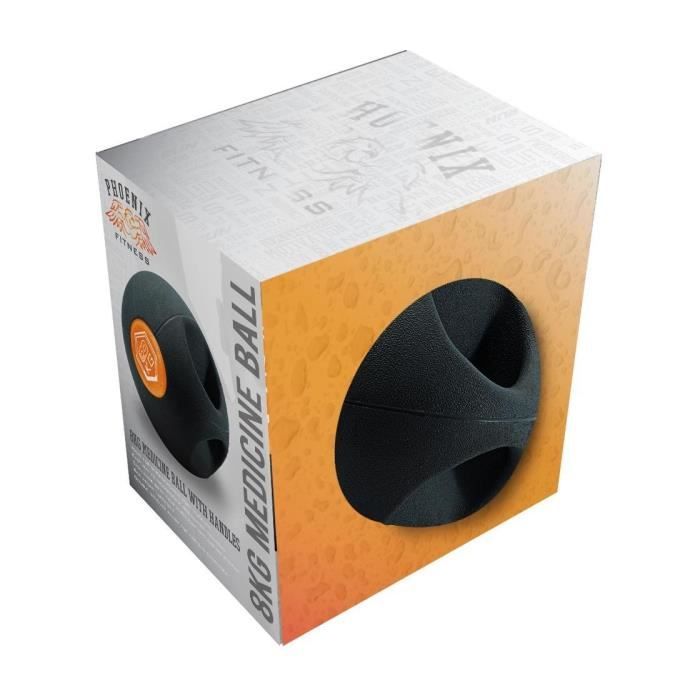 Phoenix Fitness Unisexe Poignée Double Médecine Ball, Noir, 8 kg