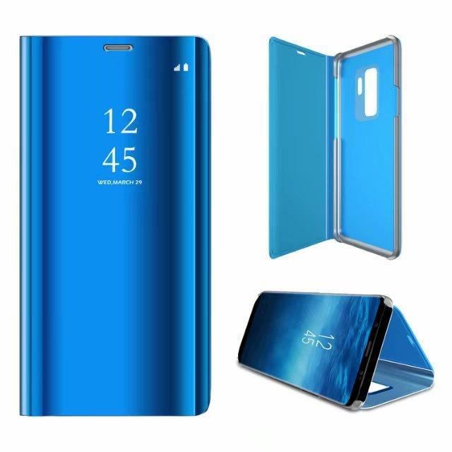 Etui pour Huawei P30 Pro. HOUSSE CHAUSSETTE bleu miroir de luxe vue claire sommeil intelligent réveil titulaire support de support