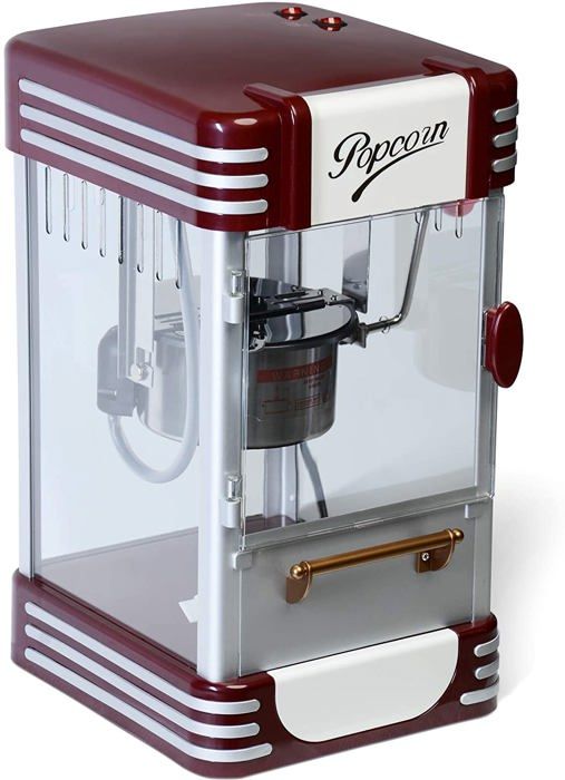 Machine à popcorn 200 g 10 min avec casserole en acier inoxydable pour maïs soufflé sucré et salé look rétro années 50 machine à ma