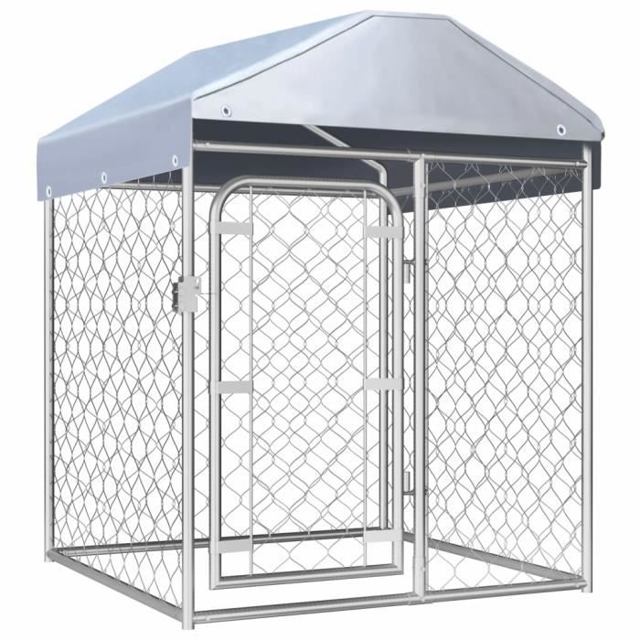 🍥9579Magnifique-Chenil extérieur Niches enclos pour chiens chat a Chenil extérieur avec toit - Enclos en métal pour Chiot Cage Ani