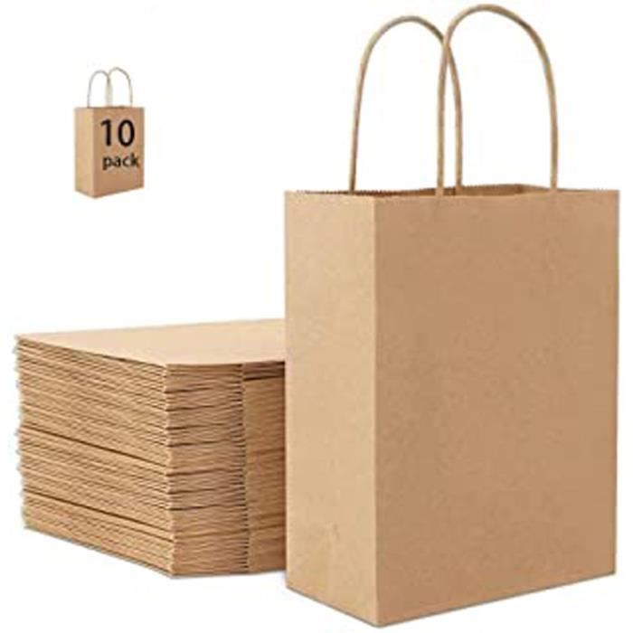 Sac En Papier Kraft Avec Poignée,Sac Kraft Cadeau Brun, Sac Papier Cadeau Recyclable, Sac Kraft, Sachet Papier Pour Anniversaire Mar