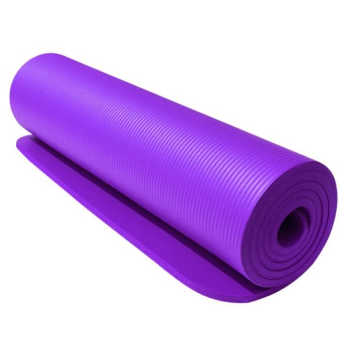 Tapis de Yoga Antidérapant Epais Durable Pour Pilates, Fitness et Entraînement avec Sangle de Transport Violet 183X61X1cm
