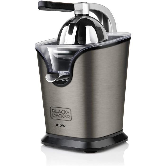 Black+Decker ES9240050B BXCJ100E Presse-Agrumes avec Levier, inoxidable, Plastique, Noir, Acier
