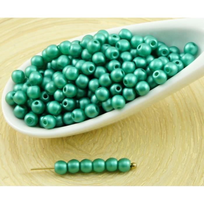 100pcs Nacré Vert Émeraude de la barbe à papa Ronde Verre tchèque Perles de Petite Entretoise de Graines de Rocailles 3mm