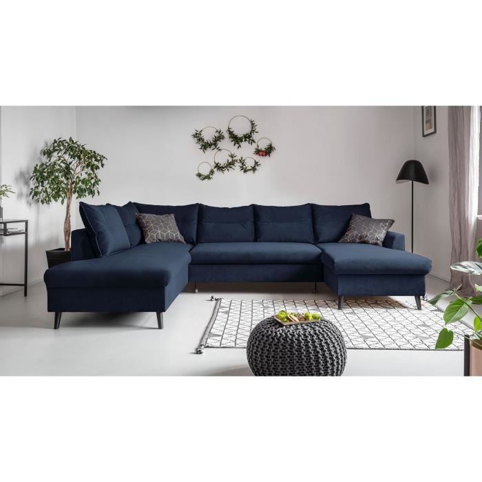 Canapé d'angle 7 places Bleu Design Confort