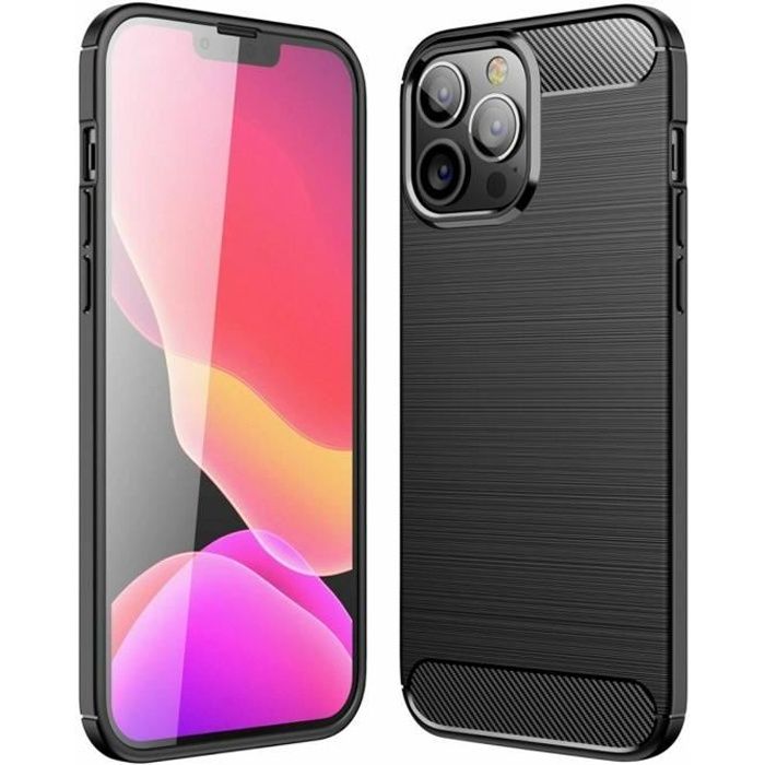 Coque iPhone 13 Pro Max, Coque Silicone Anti-Choc Anti-Rayure Gel Case - Noir