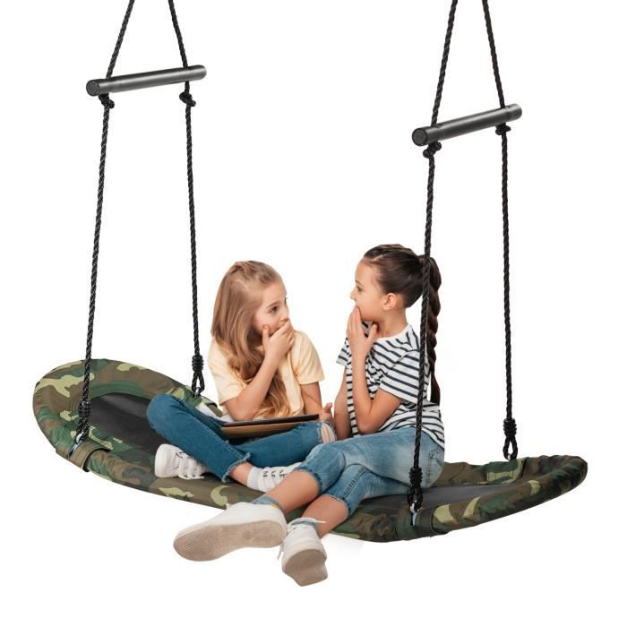 GIANTEX Balançoire en Tissu d’Oxford Réglable en Hauteur avec Poignées,Cadre en Métal,Utilisation Intérieure et Extérieure