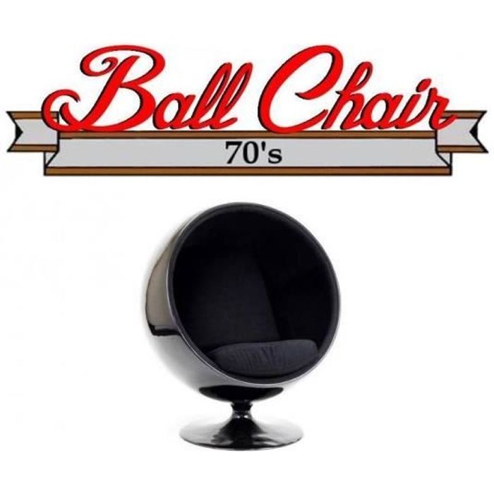 Fauteuil boule, Ball chair coque noir / intérieur feutrine noir. Design 70's. noir Velours Inside75