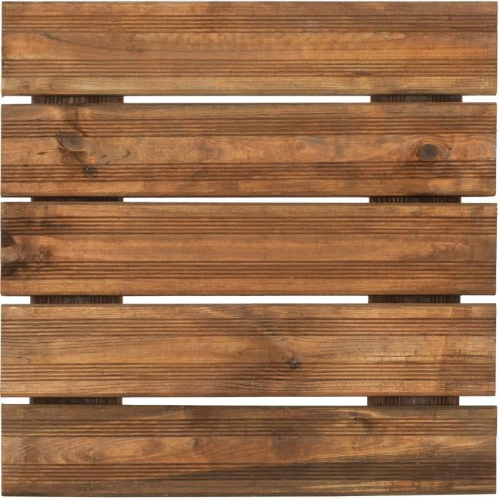 Dalle de terrasse en bois teinté 50cm motif droit