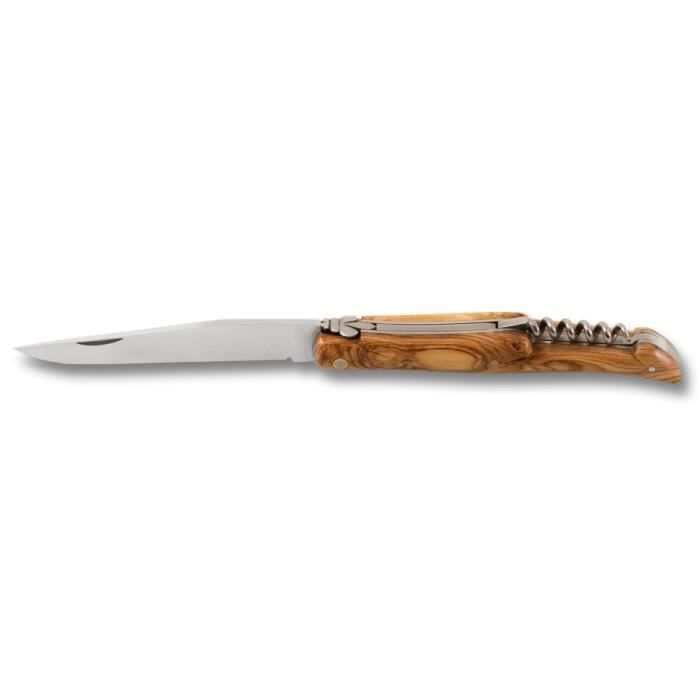 LAGUIOLE Couteau pliant 12 cm TIRE-BOUCHON en bois avec étui