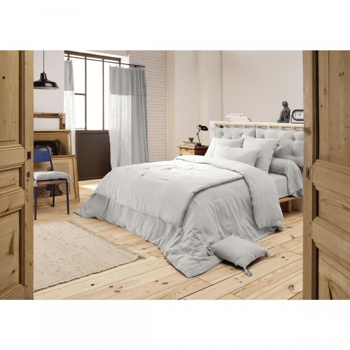 CDaffaires Housse de couette double gaze de coton 240 x 220 cm nuage (light grey) Gris