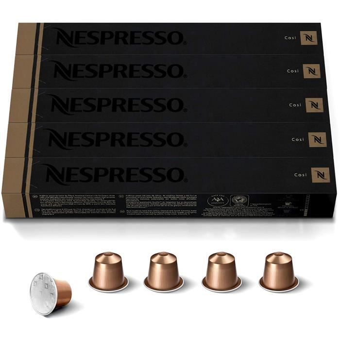 NESPRESSO ORIGINAL – 50 CAPSULES COSI – INTENSITÉ 4 – POUR ESPRESSO – (5 ÉTUIS DE 10)