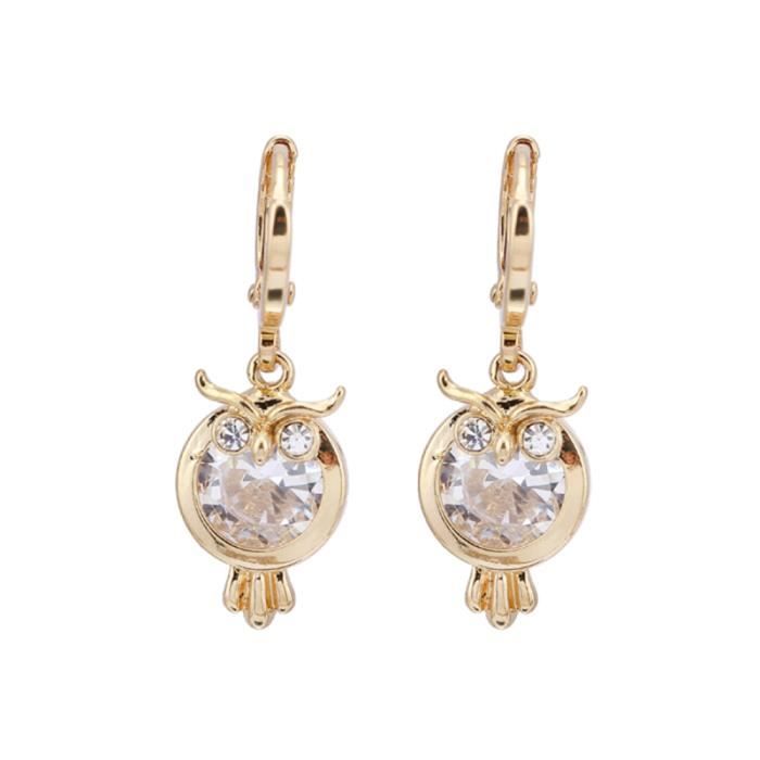 1 paire de boucles d'oreilles délicates exquises charmantes plaquées or 18 carats en forme de hibou pour femmes BOUCLE D OREILLE