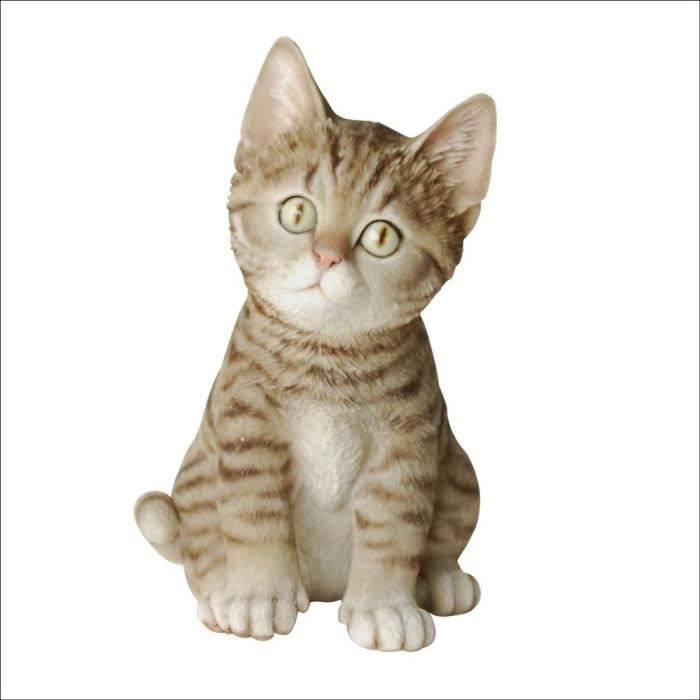 Chaton assis gris 20 cm - en résine - 200253
