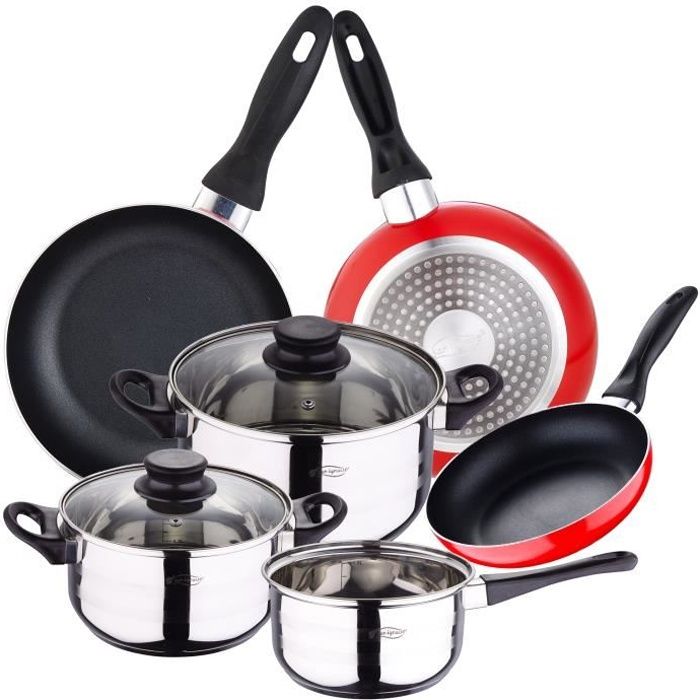 San Ignacio Toledo 8 pcs 5 pcs batterie de cuisine + 3 poêles tous feux dont induction casseroles seau