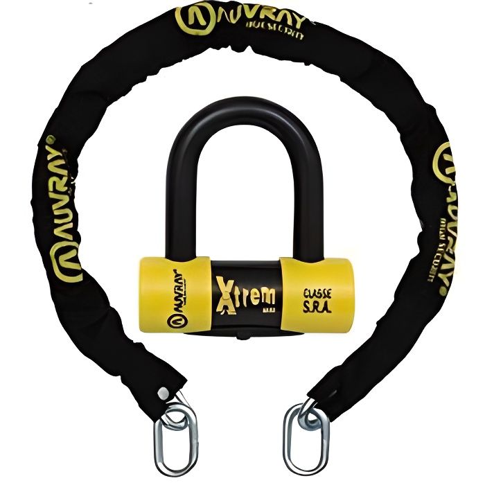 AUVRAY - Kit Antivol Bloque Disque Mini U SRA + Chaîne Gainée L1,20m Ø10mm
