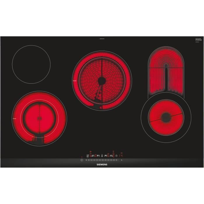 Siemens ET875FCP1D, Intégré, Céramique, Verre-céramique, Noir, Verre, 1200 W