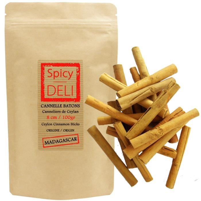 Bâtons de Cannelle de Ceylan 8cm (100gr). Origine Madagascar \
