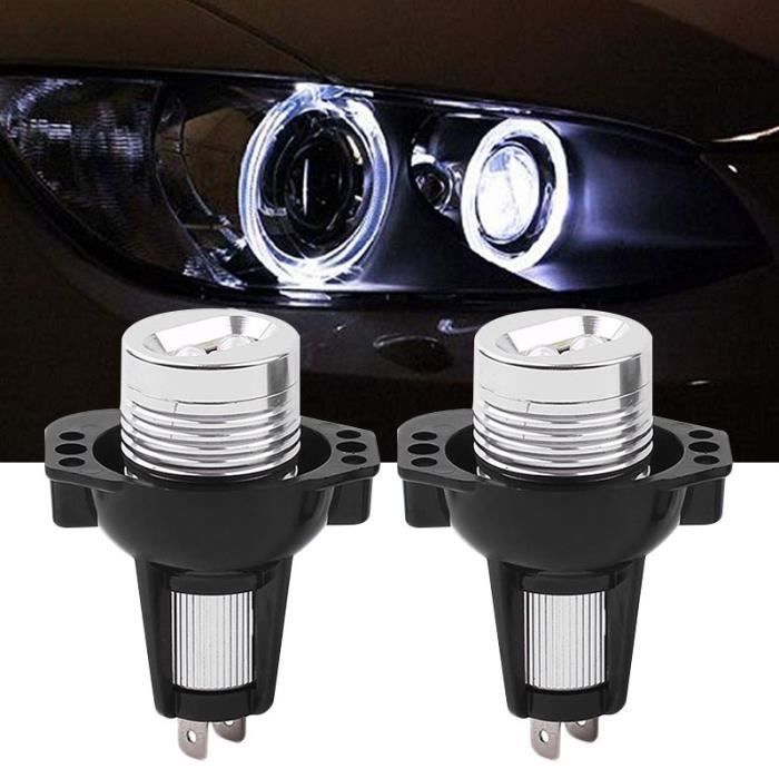 Feu anti brouillard voiture 2 accessoires de phare d'oeil d'ange PCS 6W pour BMW E90 / E91 - 245059 Noir