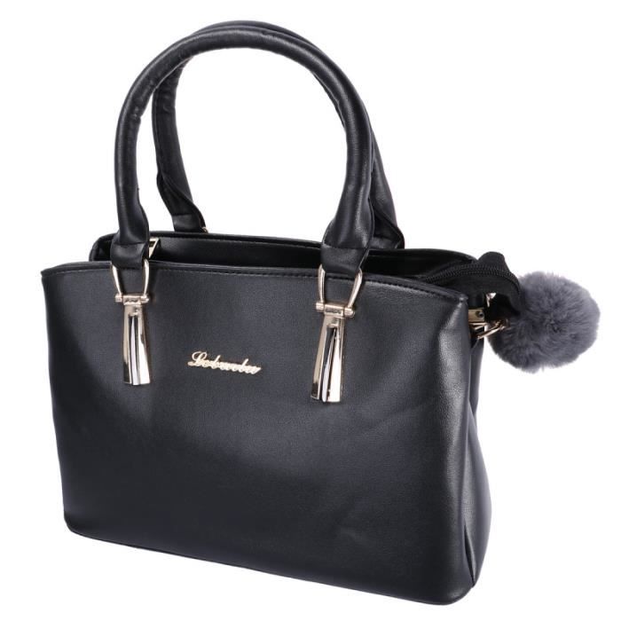 1 pc noir simple souple sac à main en cuir PU à bandoulière une épaule fourre-tout pour les dames femmes SAC A MAIN