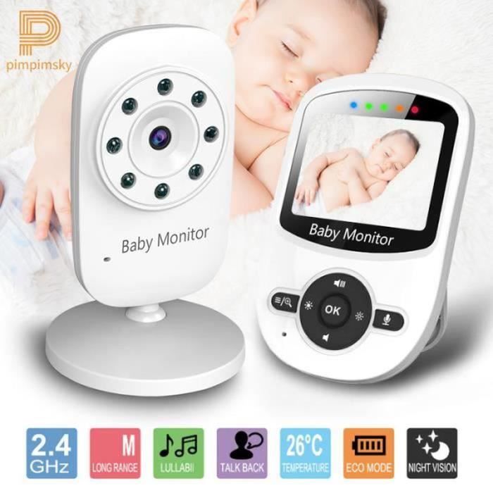 ZF36229-MERKMAK Babyphone Moniteur Bébé Caméra Numérique Sans Fil 2.4 GHz Sécurité Caméra Affichage de la Température 2 Voies Conv