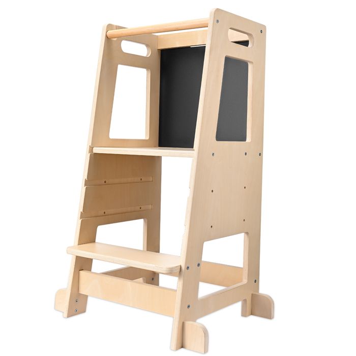 Tour D'apprentissage Montessori Pliable 5 En 1 - En Bois, Avec Tableau Noir, Jouets Magnétiques, Réglable En Hauteur, Pré-assemblée - 7