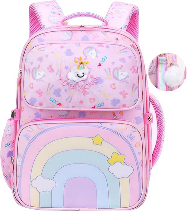 Jumpopack – Cartable école Fille Primaire – Nylon Résistant, Grande Capacité – Avec Poches Latérales, Compartiment Ordinateur – Dimensions 40x30x16 Cm