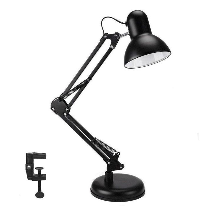 Lampe de Bureau Retro en métal -Noir - Lampe de bureau avec pince structure métallique position ajustable pour la maison et le bu