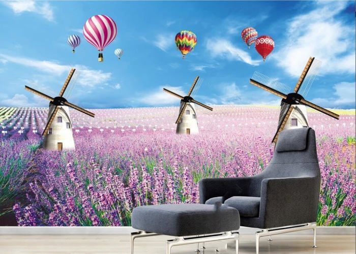 Tableau Toile XXL Muralo – Paysage Nature Lavande 3D – Décoration Murale Moderne (Neuf)
