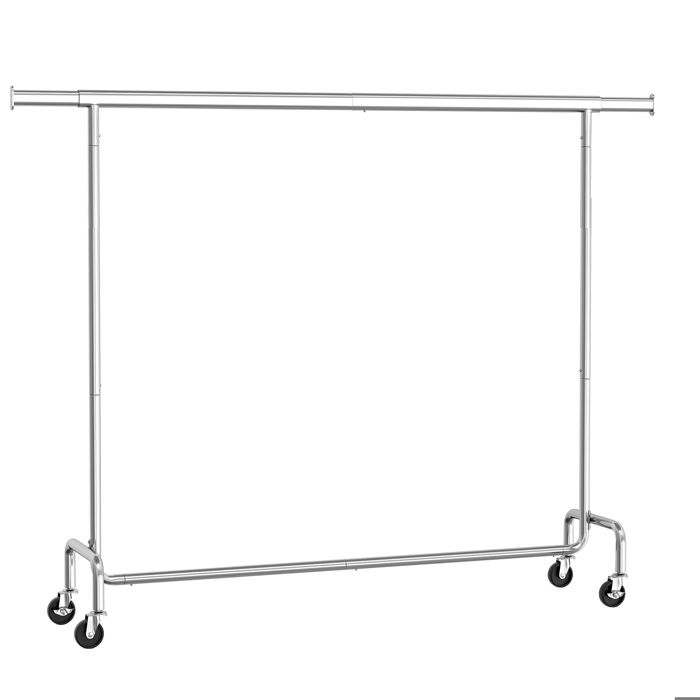 SONGMICS Portant à Vêtements avec Roulettes Tringle Extensible Capacité de Charge 110 kg 45 x (160-200) x 1629 cm Argent