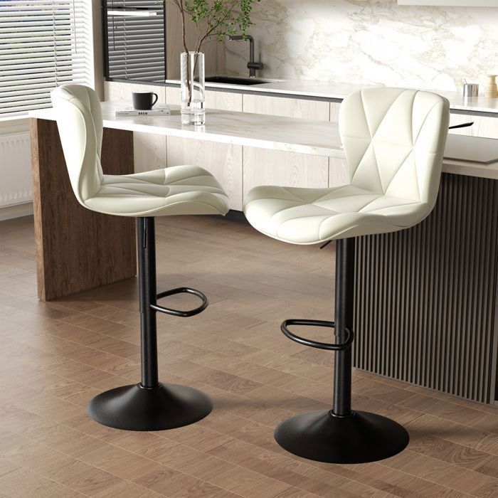 BatonY Lot de 4 Tabouret de bar Chaises de Bar avec Repose-Pieds Siège Bar Réglables en Hauteur pour Cuisine Comptoir Bar