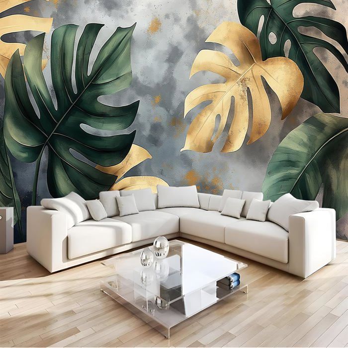 Papier Peint 3D Marron Effet Feuille H231 - Autocollant Amovible Sinsin - Déco Murale Tendance