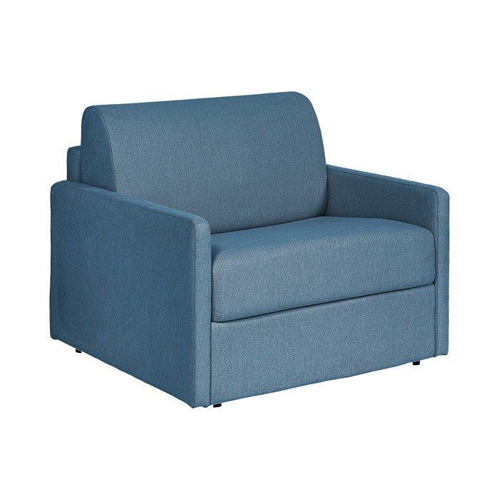 Fauteuil convertible express en tissu texturé bleu - Matelas 14 cm CALIFE