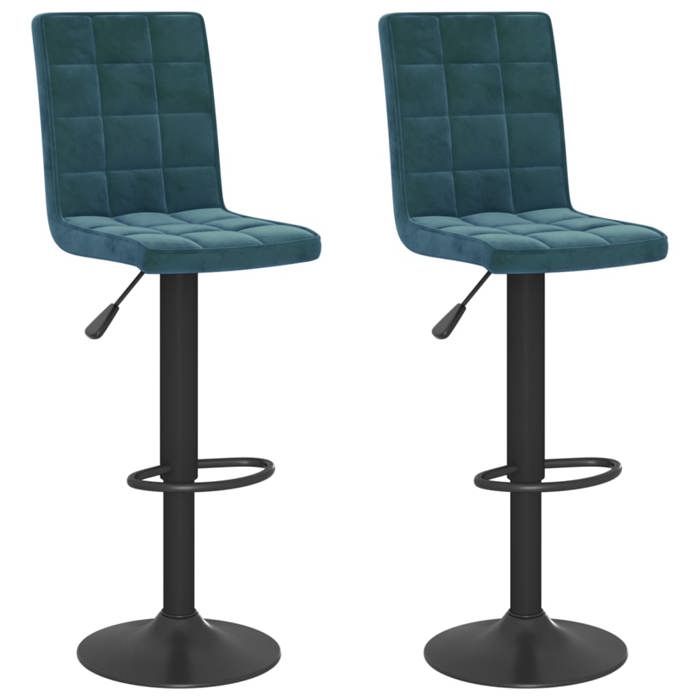 Chaises de bar CLOUD lot de 2 Tabourets Hauts Siège Haut bleu velours LV778