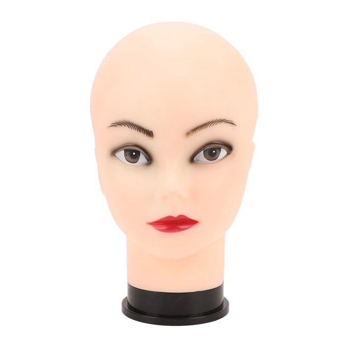 Tête De Mannequin Chauve En PVC Pour Formation Coiffure/maquillage - Hauteur 27 Cm, Couleur Brun, Neuve